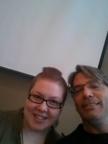 M-E and I, being silly at the podium. If Ellen can do it at the Oscars, we can do it at the WCDR Roundtable Meeting. (-: